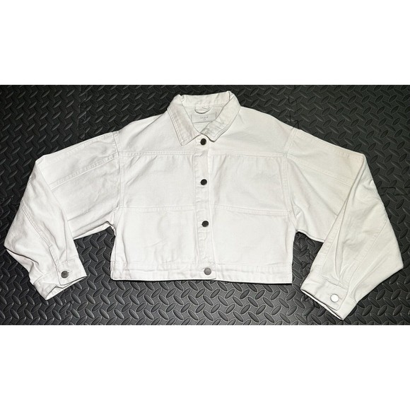 COPY - BLANKNYC Cropped Denim White women's 100% cotton oversize Jacket Size M - Picture 2 of 12